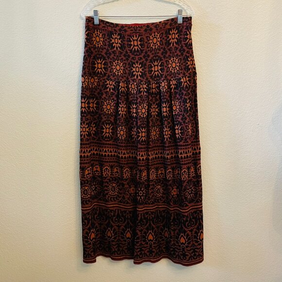 Peruvian Connection Pima Cotton Fall Autumn Medallion Tribal Maxi Skirt | Large - Picture 2 of 7